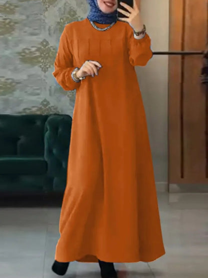 Women's Long-sleeved Solid Color Loose Abaya Dress