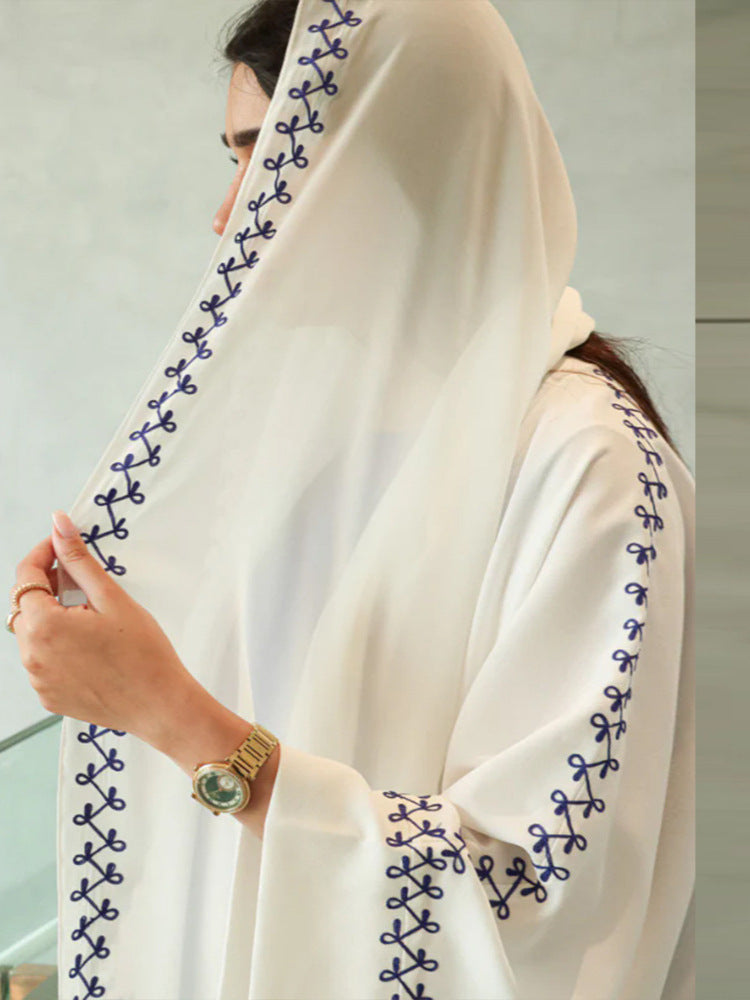 Embroidered Batwing Sleeves Elegant Robe