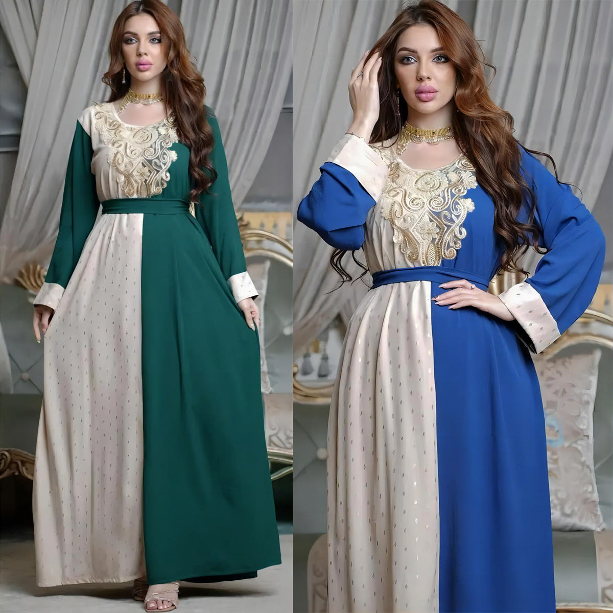 Muslim Embroidered Appliqué Tunic Dress