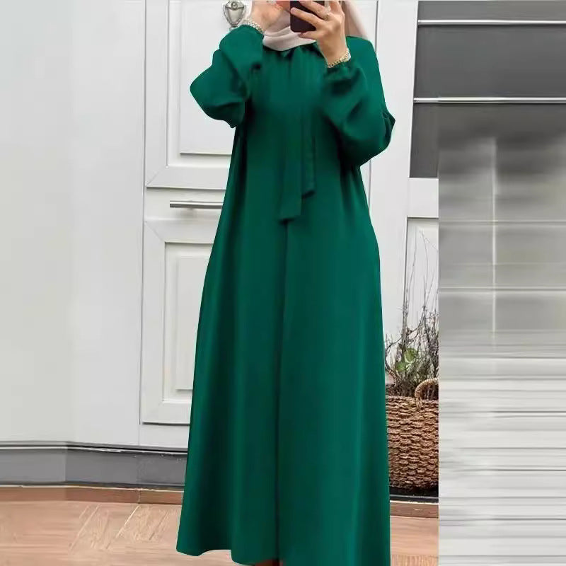 Women's Lapels Solid Color Loose Robe