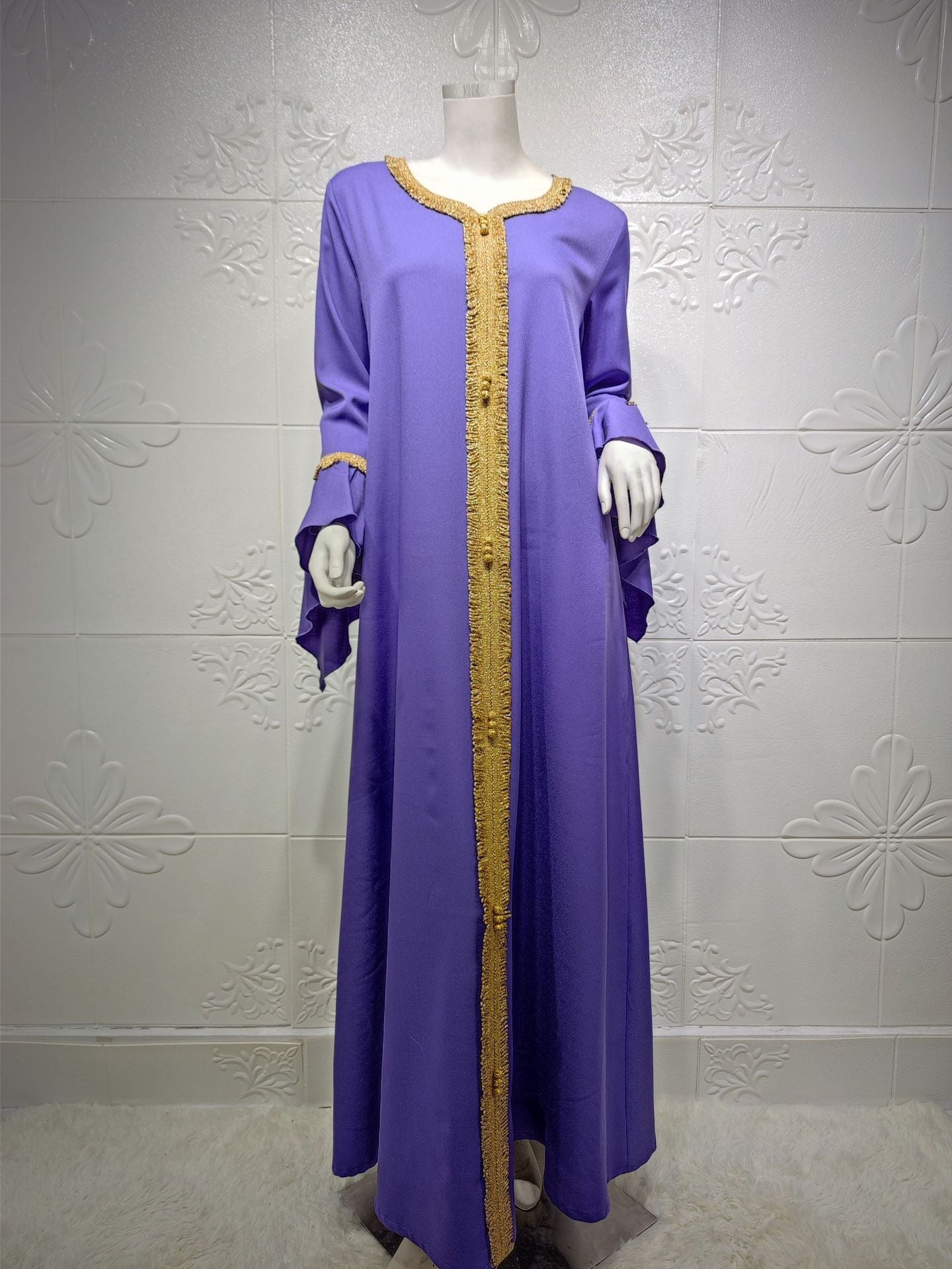 Women's Ruffle Sleeve Embroidered Jalabiya Dress