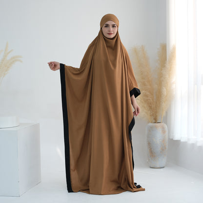 Women's Color-block Trimmed Modest Hijab Dress