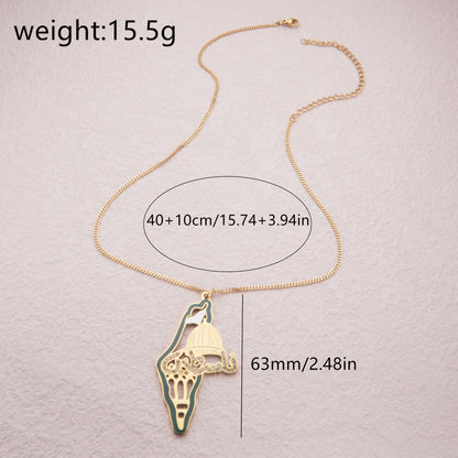 Palestine Map Mosque Pendant Necklace Jewelry