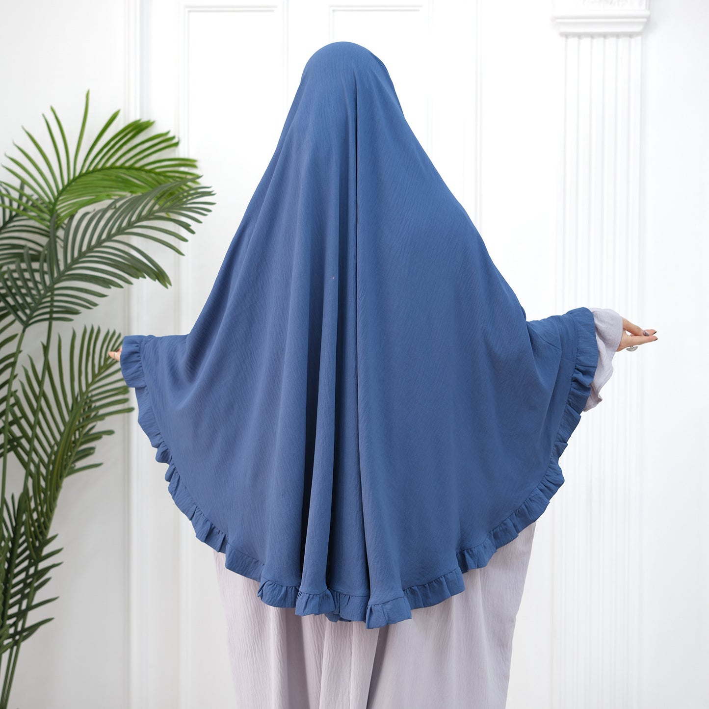 Women's Solid Color Ruffled Hijab