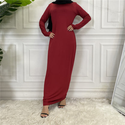 Women's Solid Color Long-sleeved Dress