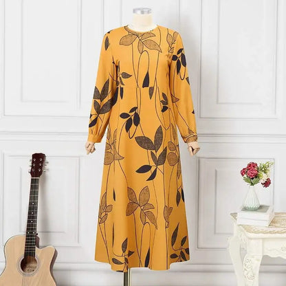 Women's Floral Print Long-sleeve Oversized Dress