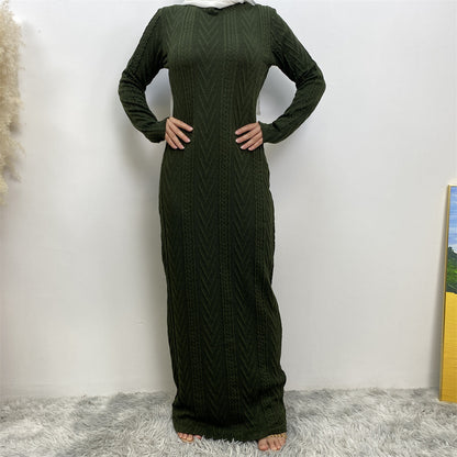 Solid Color Long-sleeved Sweater Base Dress