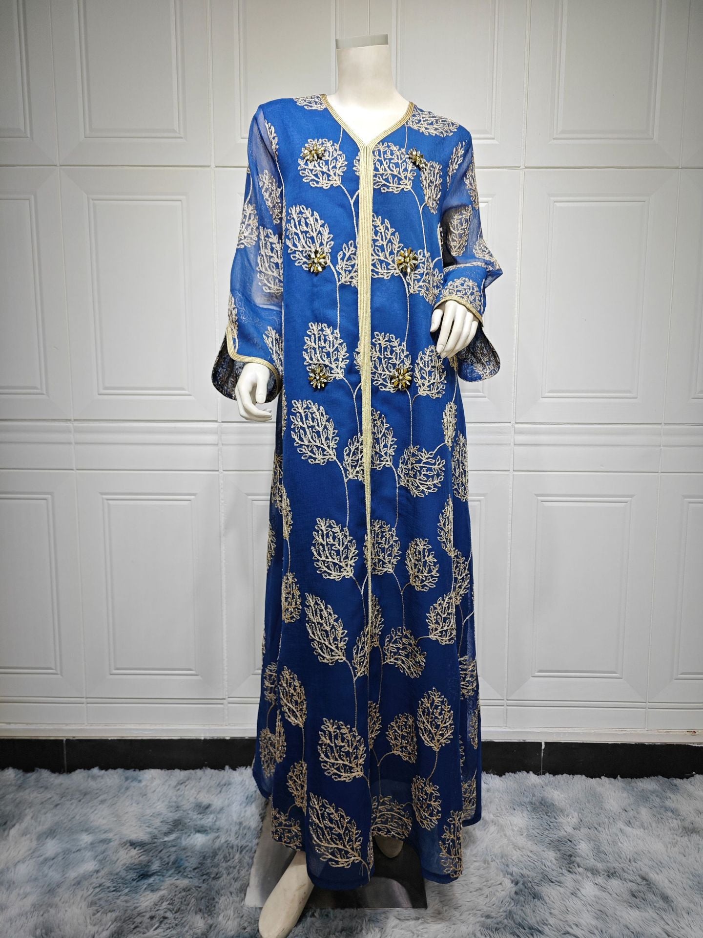 Women's Gauze Embroidered Jalabiya Dress