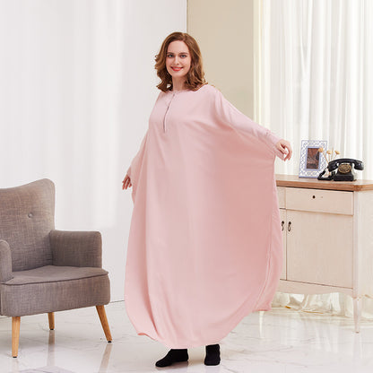 Women's Solid Color Bat-sleeved Abaya Dress