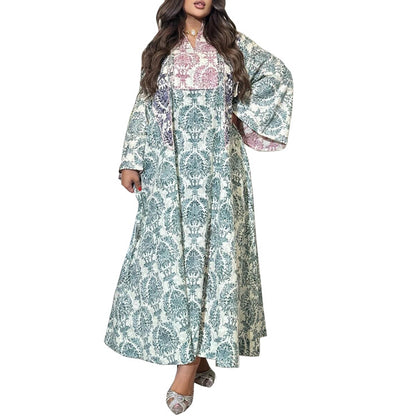 Women's Printed Pullover Casual Gown Dress