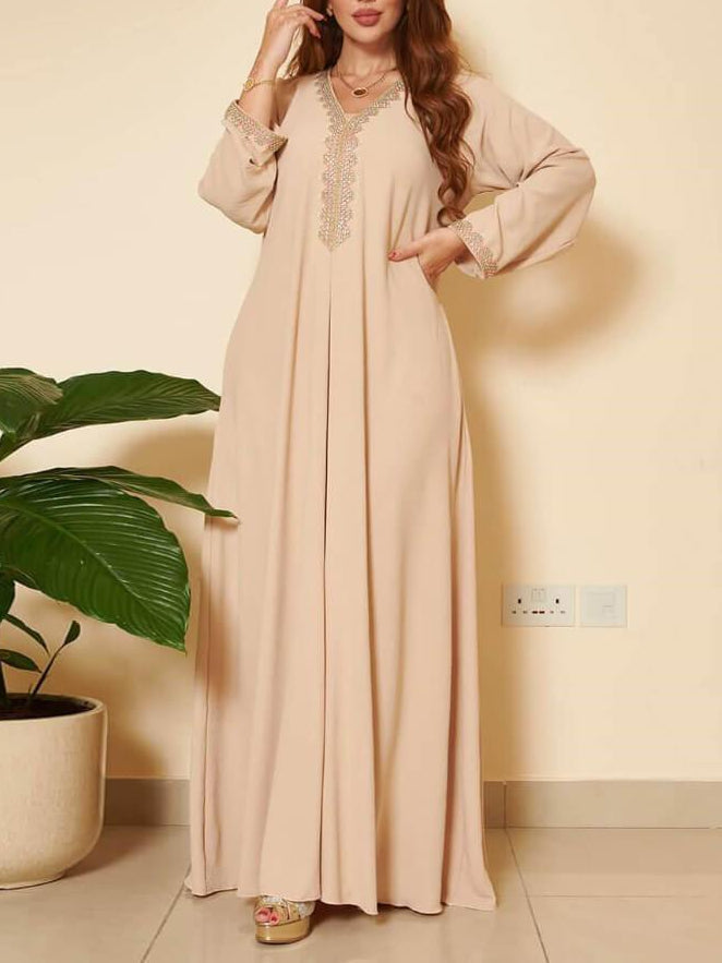 Plain Lace Fashion Jalabiya Dress