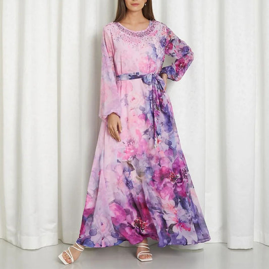 Women's Printed Casual Color Rhinestone Dress