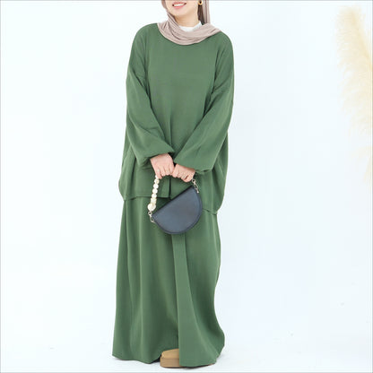 Women's Solid Color Thickened Knit Two-piece Set