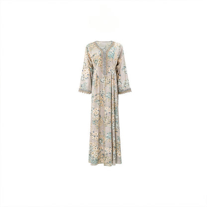 Women's Loose V-neck Floral Dress