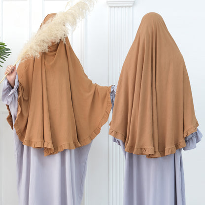 Women's Solid Color Ruffled Hijab