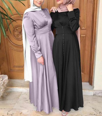 Beaded Elegant Satin Islamic Abaya Dress