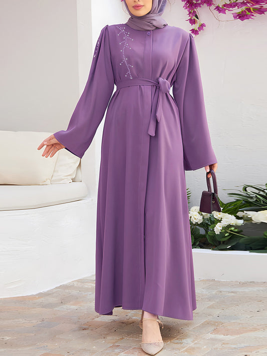 Muslim Beaded Purple Evening Dress