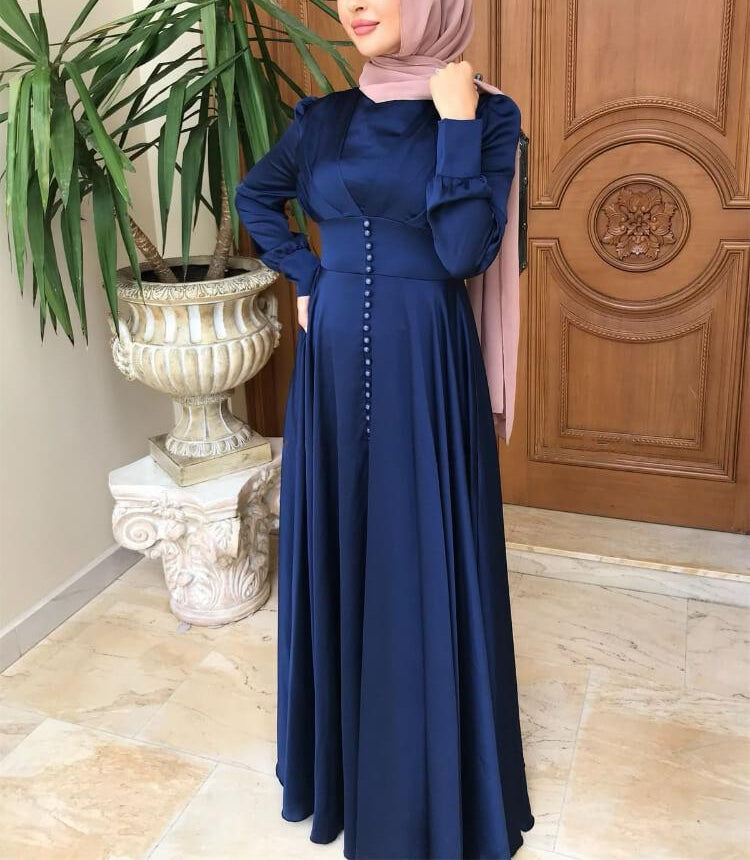 Robe Abaya élégante en satin perlée