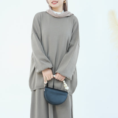 Women's Solid Color Thickened Knit Two-piece Set