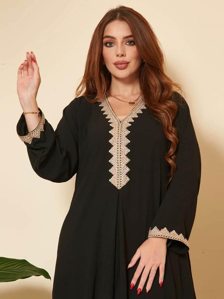 Plain Lace Fashion Jalabiya Dress