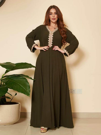 Plain Lace Fashion Jalabiya Dress