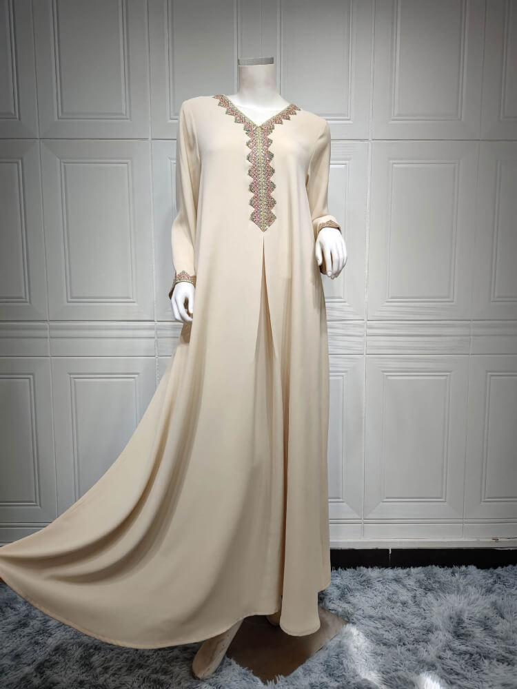 Robe Jalabiya en dentelle unie