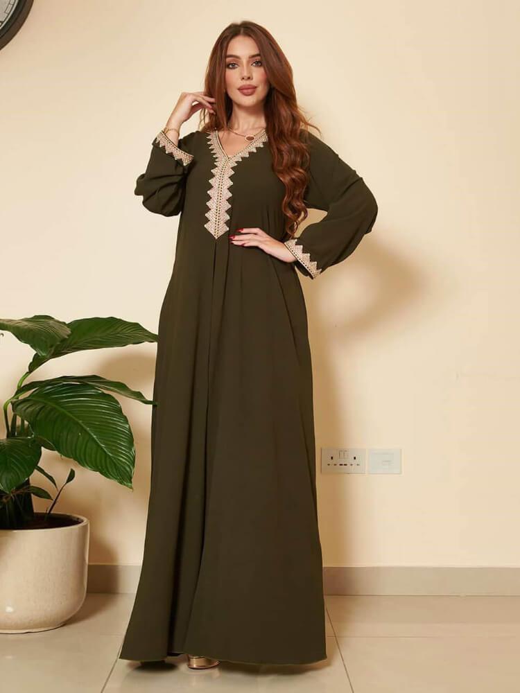 Plain Lace Fashion Jalabiya Dress