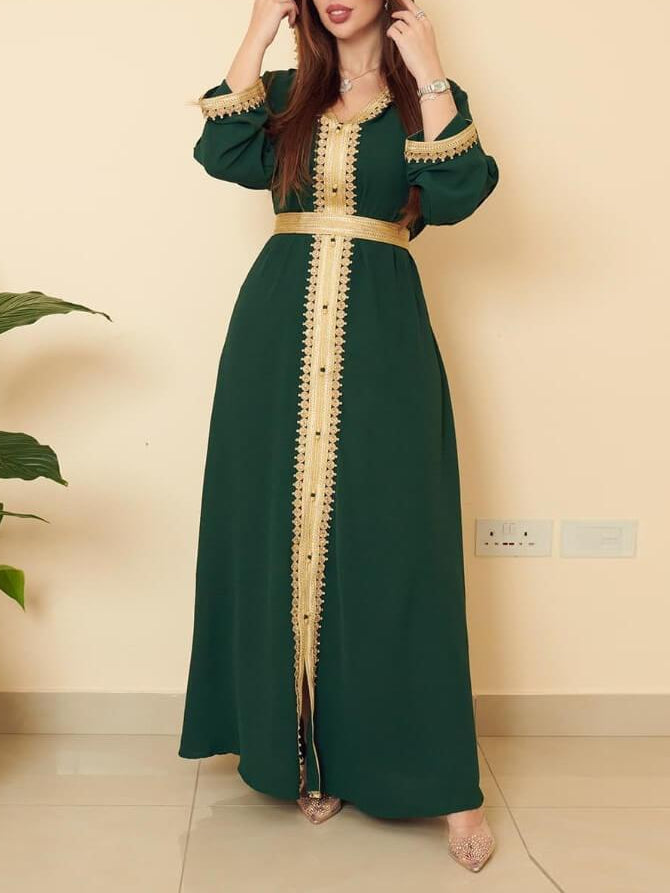 Women's Patchwork Hooded Jalabiya Dress