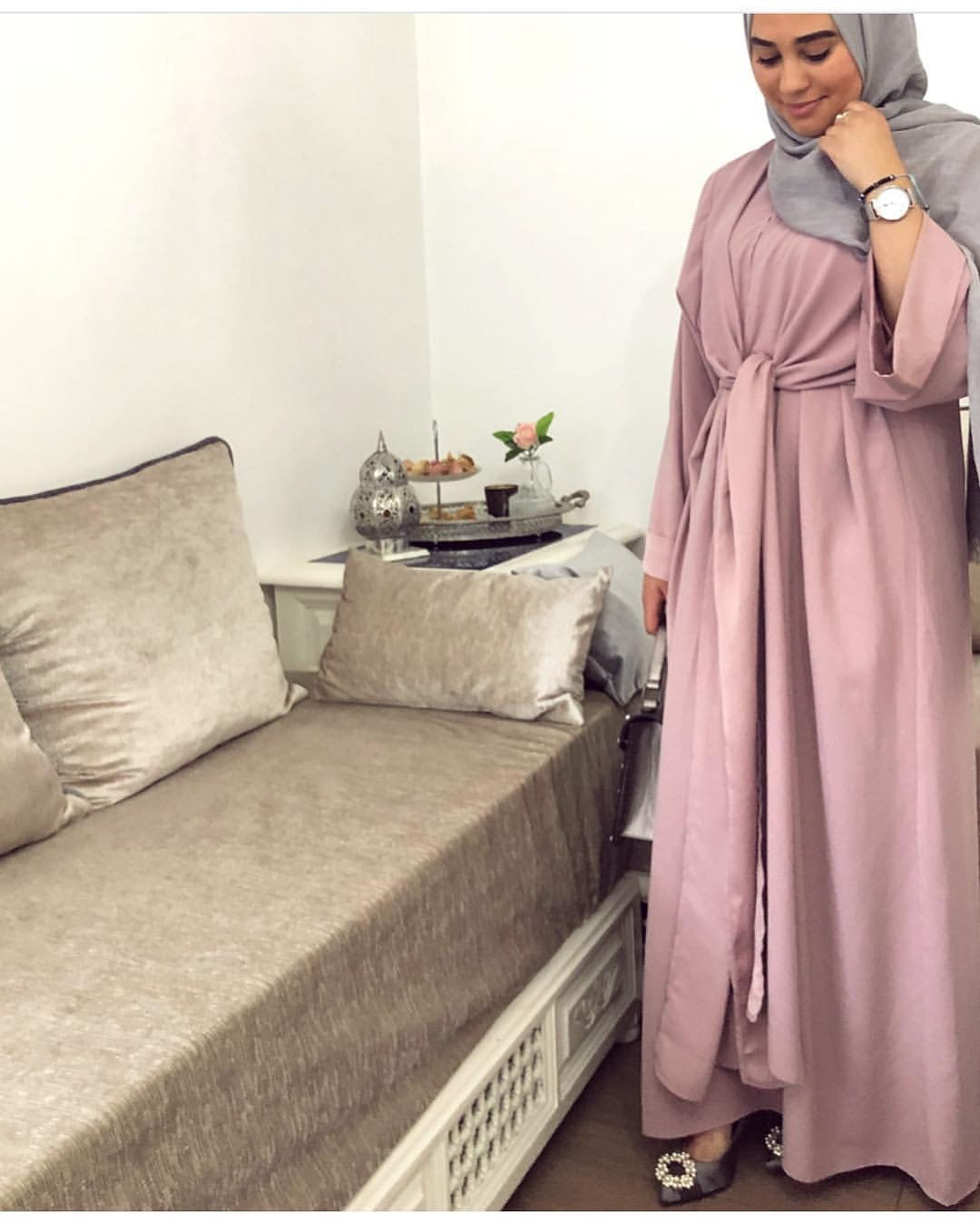 Plaid Bandages Abaya Dresses