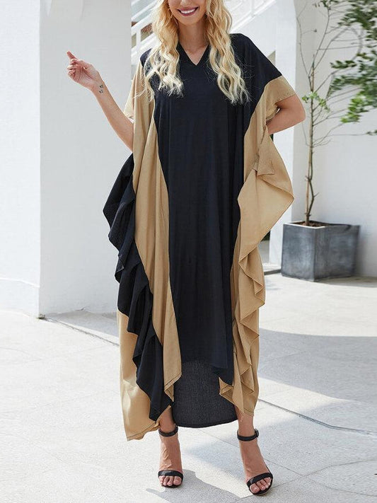 Bat Sleeve Black Kaftan Dress