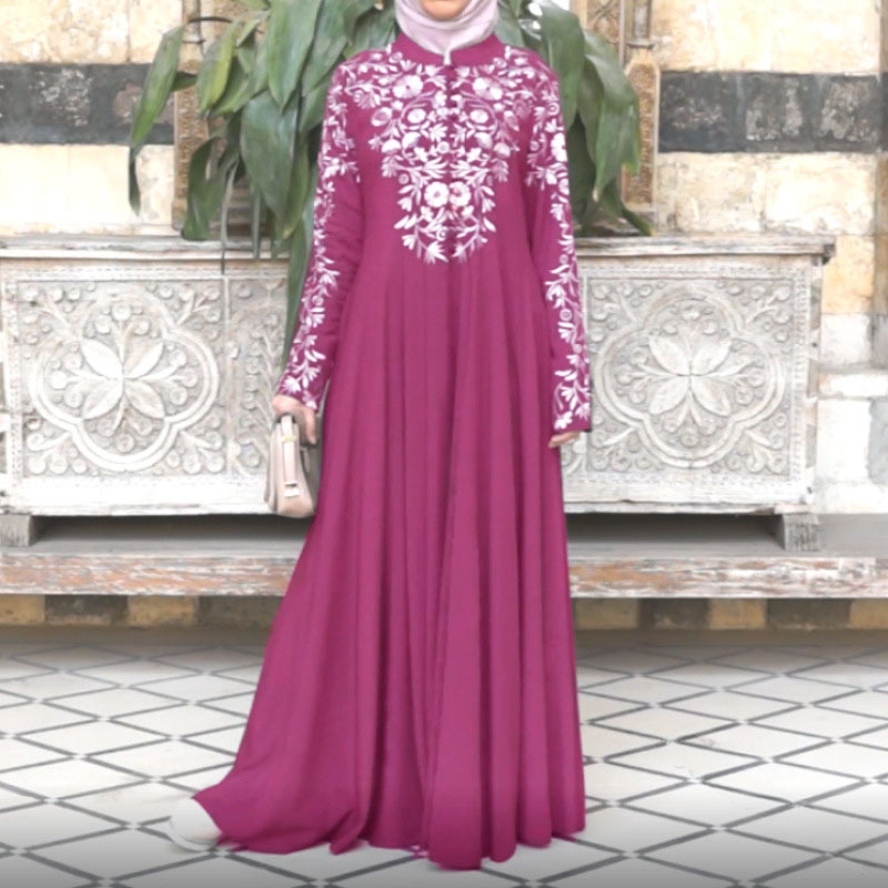 Modest Style Print Abaya Design Dress