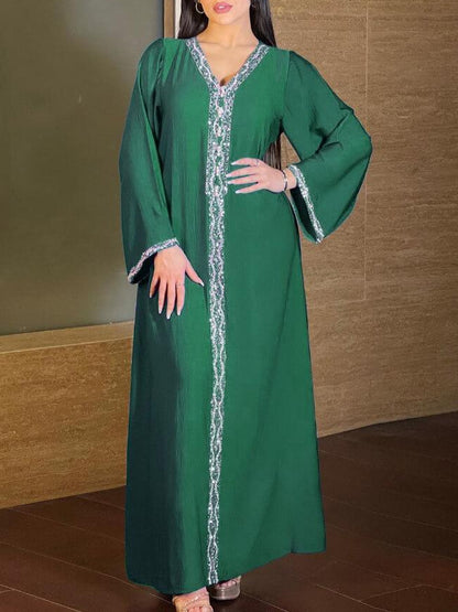 Women's Fashion Hot Diamond Jalabiya Dress