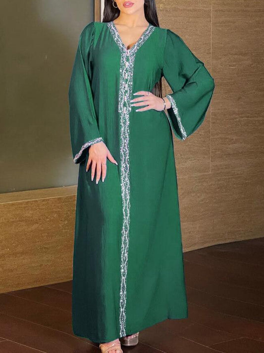 Robe Jalabiya à diamants tendance pour femmes