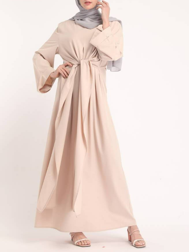 Plaid Bandages Abaya Dresses