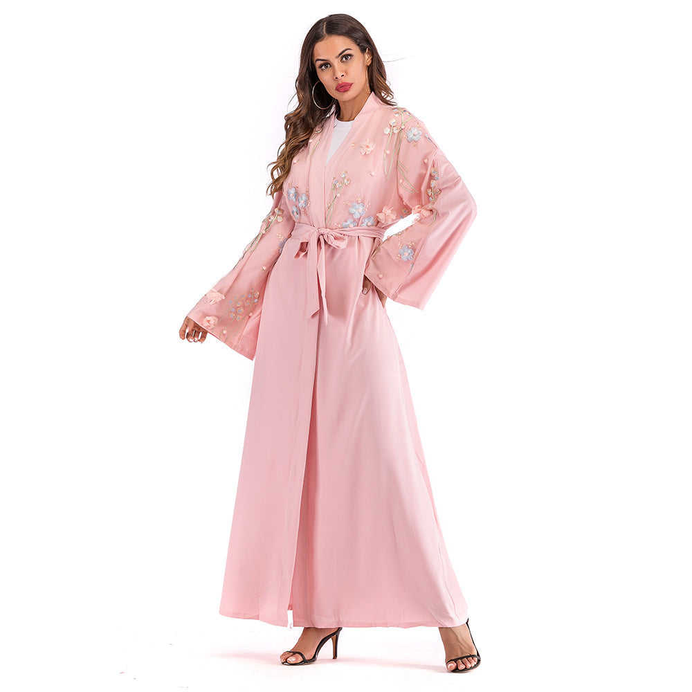 Mesh Loose Belted Lace Robe