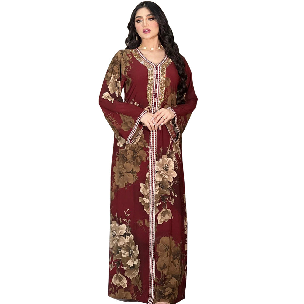 Printed Hot Diamond Arabian Dress