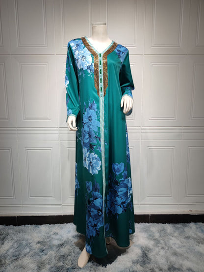Printed Hot Diamond Arabian Dress