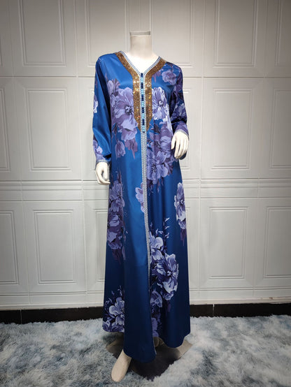 Printed Hot Diamond Arabian Dress