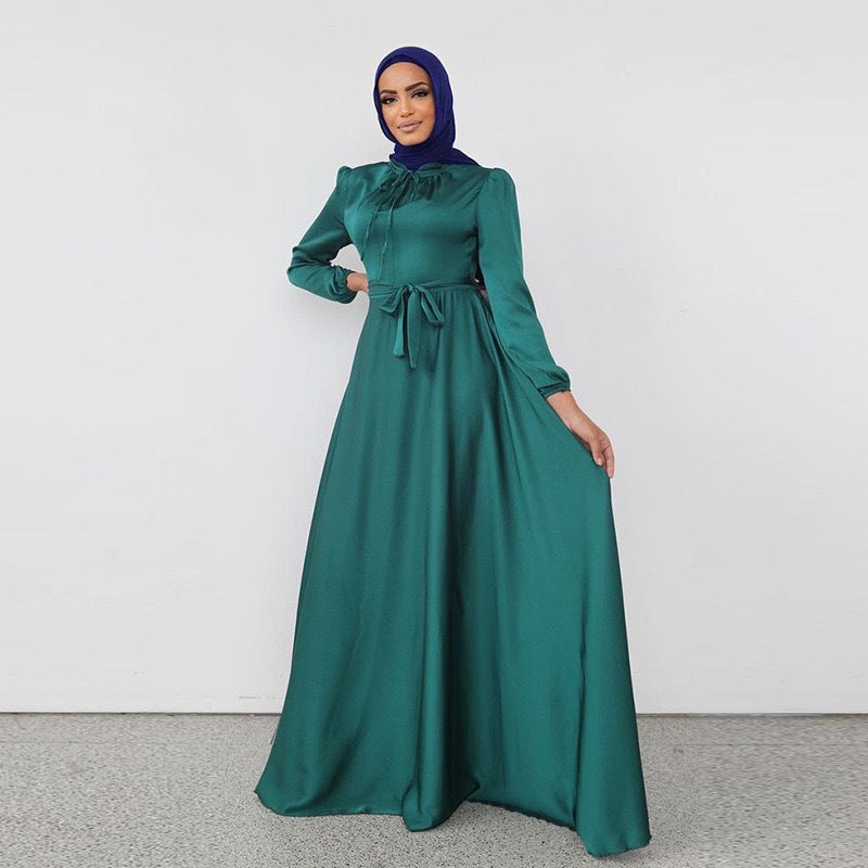 Elegant Satin Abaya Dress