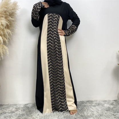 Muslim Lace Patchwork Long Sleeve Dress