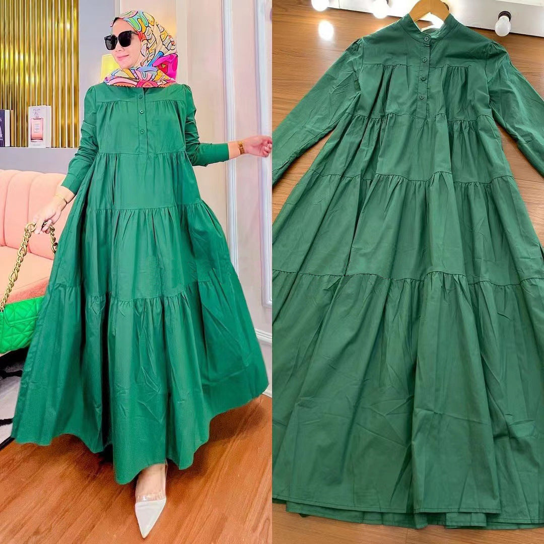 Women's Casual Long Sleeve Abaya Dress