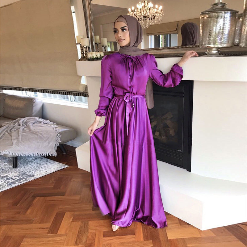 Elegant Satin Abaya Dress