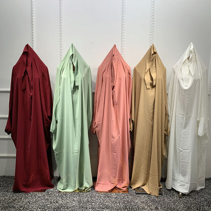 Plain White Hajj Abaya Prayer Dress Jilbab