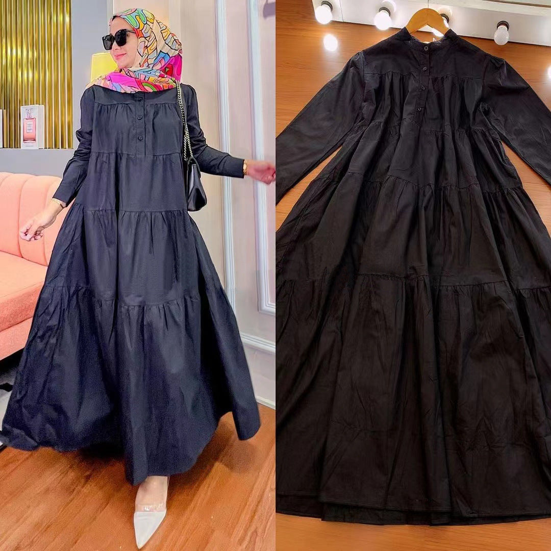 Women's Casual Long Sleeve Abaya Dress