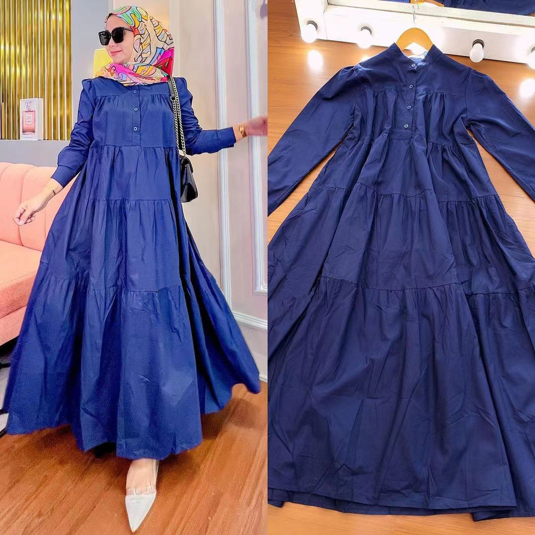 Women's Casual Long Sleeve Abaya Dress