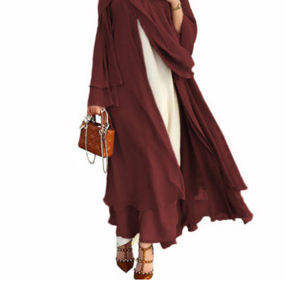 Plain Long Sleeve Robe with Scarf