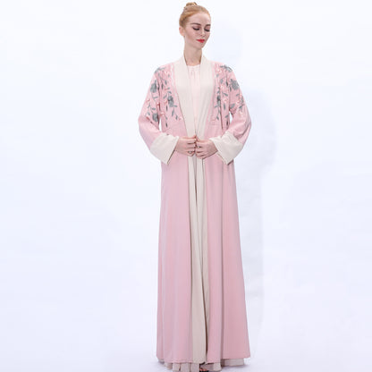 Embroidered Chiffon Patchwork Robe