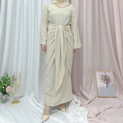 Plain Soft Waist Abaya Dress