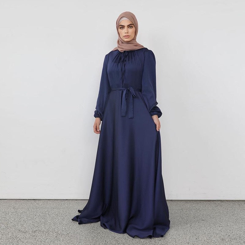 Elegant Satin Abaya Dress