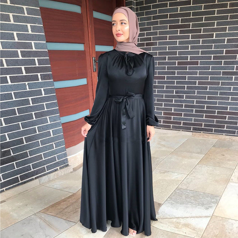 Elegant Satin Abaya Dress